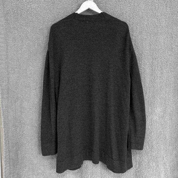 Gap Wool Blend longline cardigan / sweater robe Dark Charcoal Heather Grey M/L - Picture 4 of 10